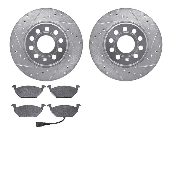 Dynamic Friction Co 7302-74064, Rotors-Drilled and Slotted-Silver with 3000 Series Ceramic Brake Pads, Zinc Coated 7302-74064